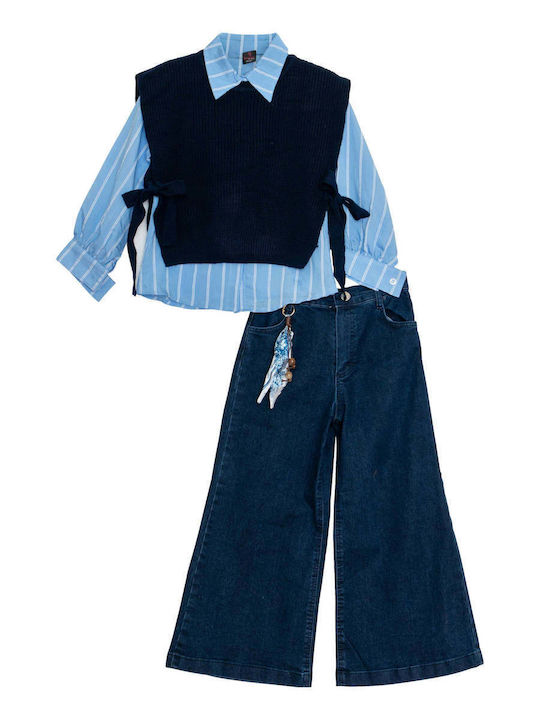 Restart Kids Set with Pants 3 Pieces Blue