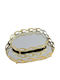 Marhome Decorative Oval Metallic Tray with Mirror 15-26504 Set2 2 Pieces