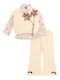 Kids Sweatpants Set Beige 3 Pieces