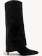 Μαύρες Suede Μπότες Minimal Cape Design Κ Kitten Heel