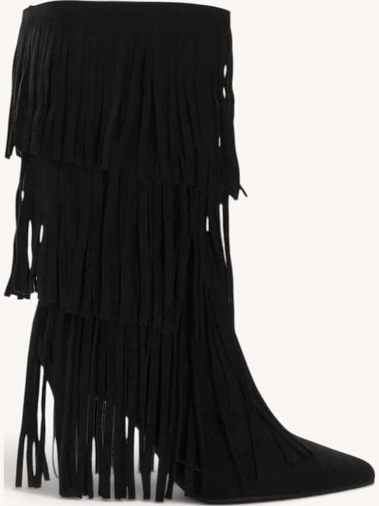 Schwarze Damenstiefel Western Mehrschichtige Fr...