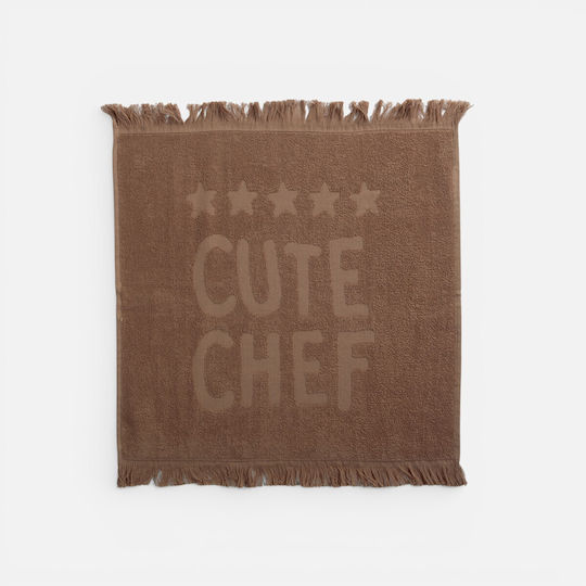 Nef-Nef Homeware Cute Chef Tea Towel from 100% Cotton in Brown Colour 50x50cm Nef-Nef Homeware Cute Chef Tea Towel from 100% Cotton in Brown Colour 50x50cm