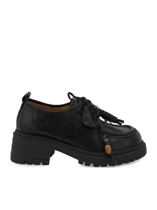 Leder Damen Mokassins in Schwarz Farbe