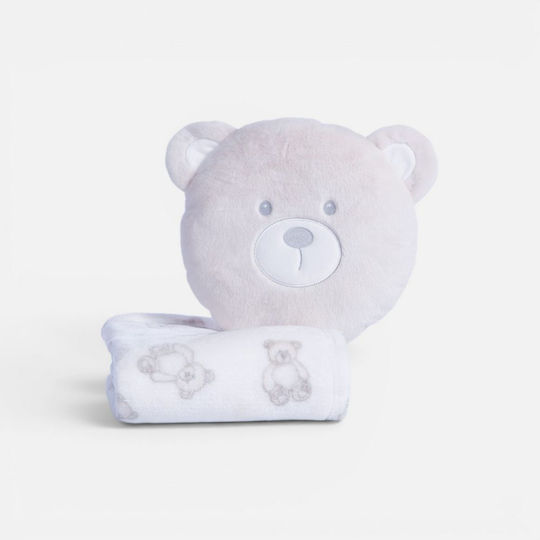 Nef-Nef Homeware Одеяло за гушкане и люлка Honey Bear Fleece Бежово с животинче 75x100см.