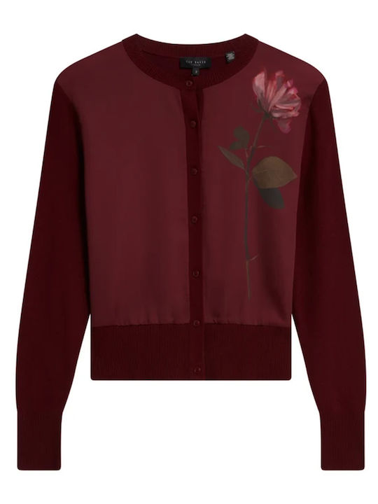 Ted Baker Дълга Дамска Плетена Жилетка Бордо