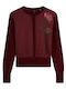 Lange Gestrickte Damen Strickjacke Burgundisch