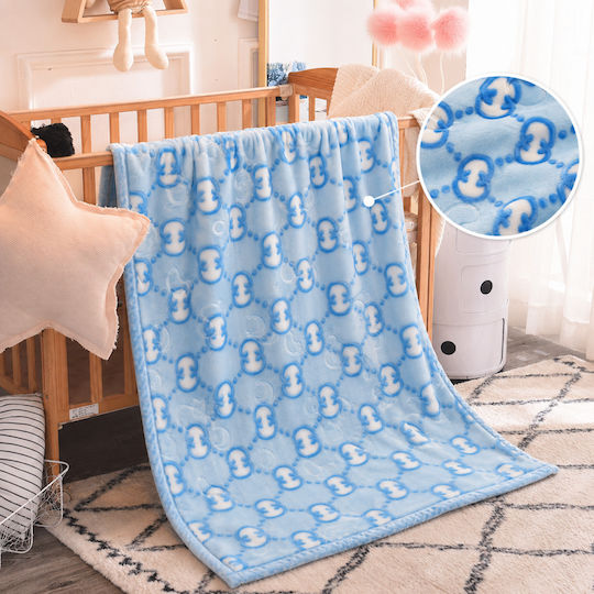 Marwa Samt Kinderdecke Hellblau 140x110cm
