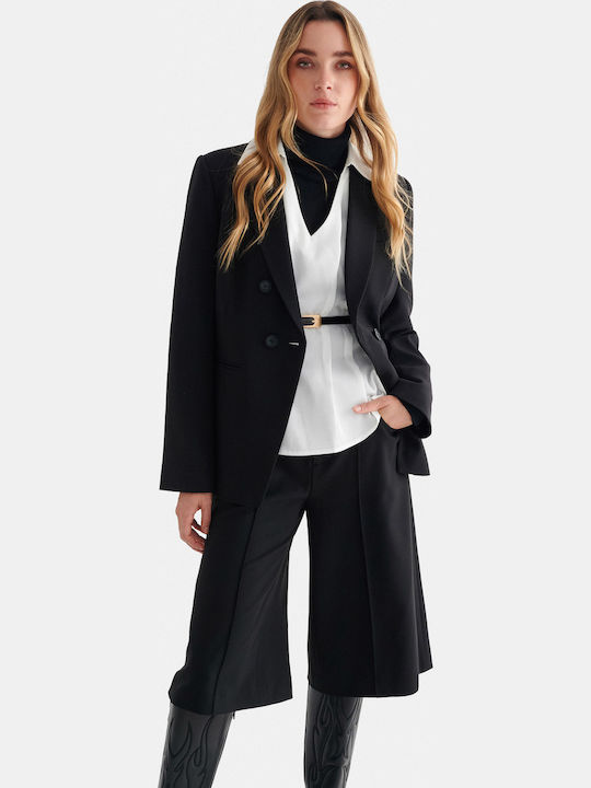 attrattivo Women's Double Breasted Blazer Black