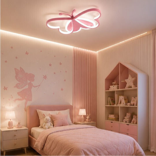 Einfaches Licht Kinderzimmer-Deckenleuchte aus Kunststoff 36W mit Lampensockelgröße E27 Rosa 50cm