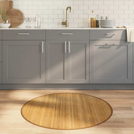 vidaXL Round Kitchen Mat with Non-Slip Backing Natural 100 cm