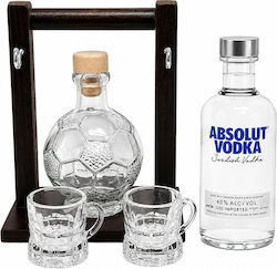Men's Gift Set 200 Ml Football-shaped Bottle 2 Glasses Wooden Stand 200 Ml Absolut Vodka