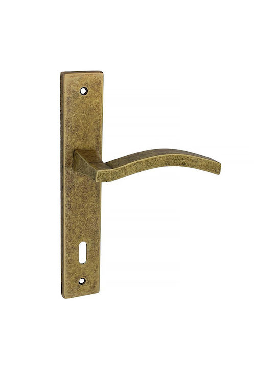 Viobrass Middle Door Lever with Plate Antique B...