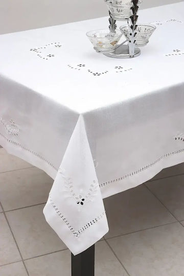 Ilis Home Τραπεζομάντηλο Λινό Κοφτό Λευκό 160x320εκ.