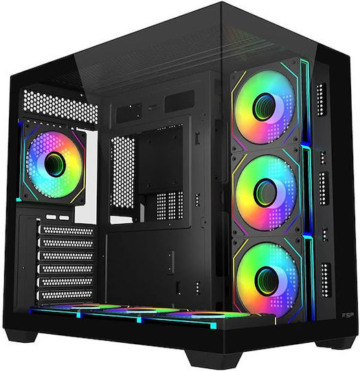FSP/Fortron M341-BA Gaming Midi Tower Computer Case with Side Window Black