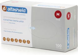 Alfashield Latex Untersuchungs-Handschuhe 100 Stück Unsterilisiert Untersuchungshandschuhe Latex Mittel 7-7,5