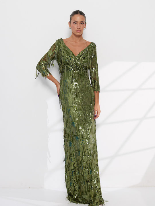 Summer Maxi Evening Shirt Dress Khaki