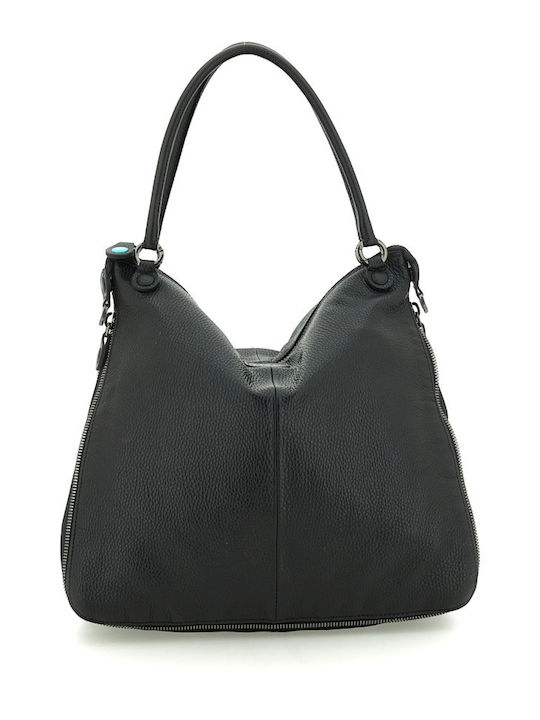 G14 Edgy Large Leather Women's Shoulder / Crossbody Bag Black