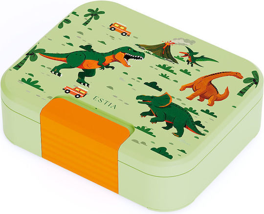 Estia Save The Aegean Stainless Steel Kids Food Container Dinosaurs 0.95lt Green