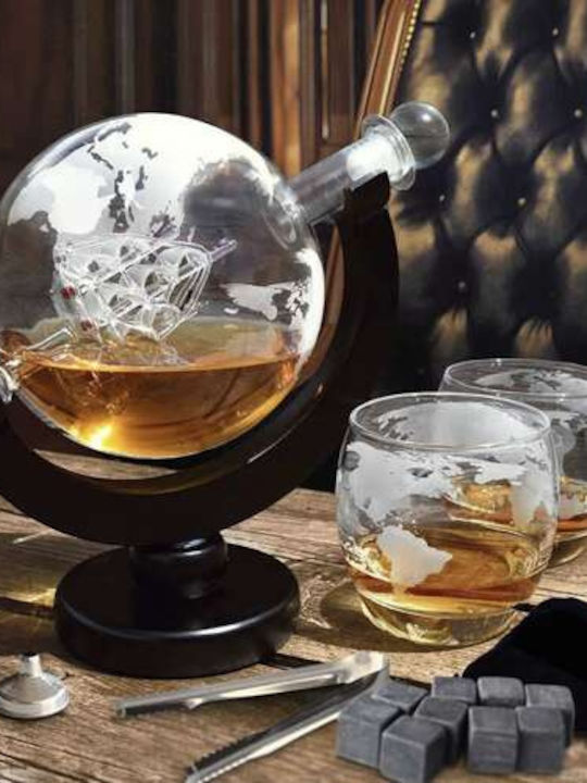 Malatec Malatec Glas Dekanter Servieren Whiskey 22cm mit Verschluss und Gläsern Graue 2 Stück