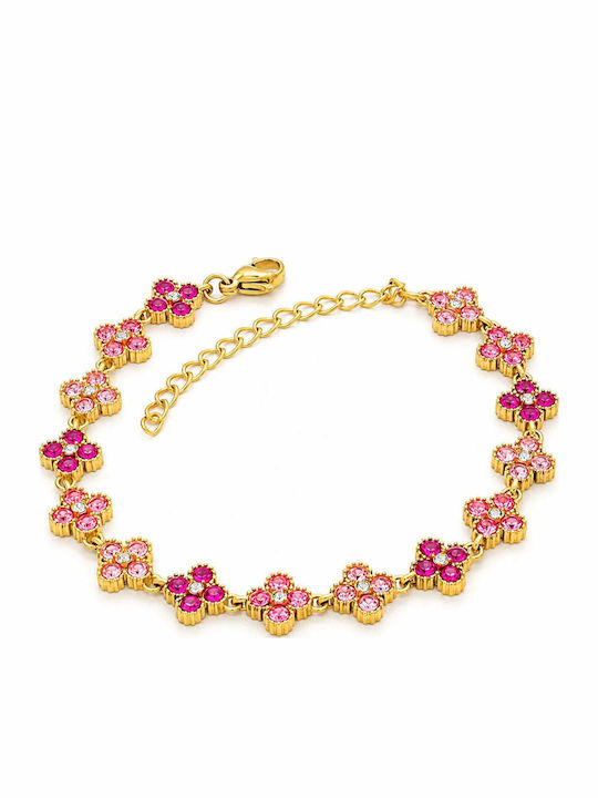 Charmy Damen Armband Handschellen aus Stahl Vergoldet mit Zirkon 17cm