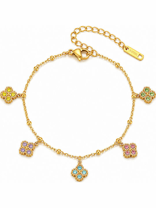 Charmy Damentrailing Armband Kette aus Stahl Vergoldet mit Zirkon