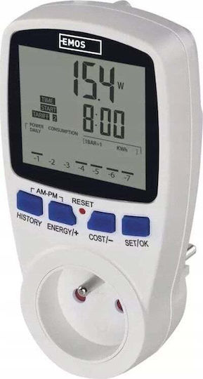 Emos Digital Wattmeter Energy Meter Outlet 230v 16a 5-3680w Emos P5805 White
