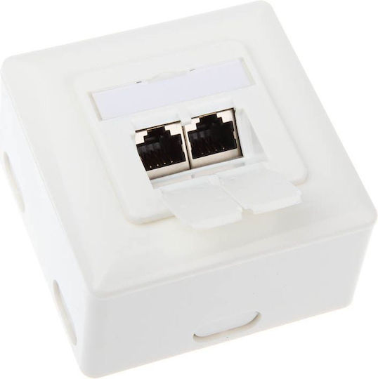 Inline Surface Mount Socket 2x Rj45 Cat.6 Horizontal White 75602j