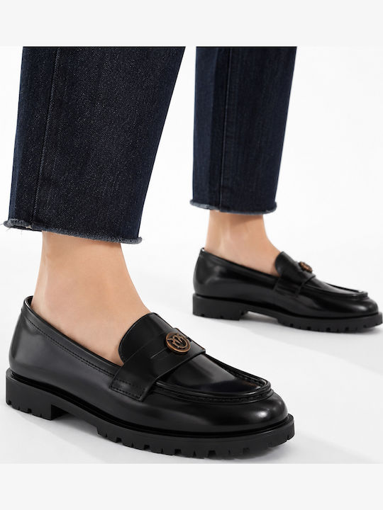 Pinko Nora Дамски Кожени Мокасини в Черен Цвят