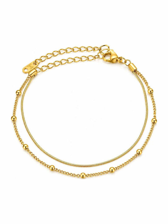 Charmy Vergoldetes Fußarmband aus Stahl Hellblau 19cm