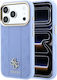 Guess Stripe Peony 4g Logo Magsafe Калъф за iPhone 18 Pro 17 Pro Светлосин