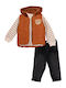 Kids Sweatpants Set Beige-Brown 3 Pieces