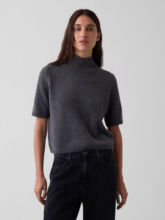 GAP Women's Crop Cotton Sweater Charcoal Grey