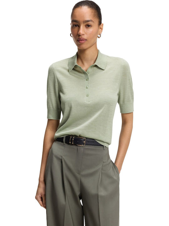 Boss Γυναικεία Polo Μπλούζα Open Green