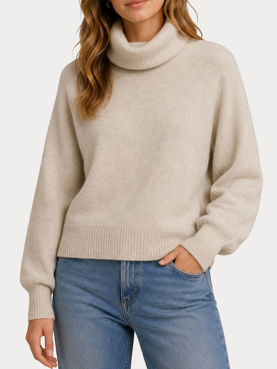 Only Damen Langärmeliges Rollkragenpullover Weiß