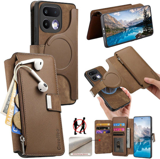 Caseneo Realme 16 Pro 5g Θήκη Premium Leather Πορτοφόλι Brown