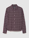 Long Sleeve Checked Purple Burgundy Plaid