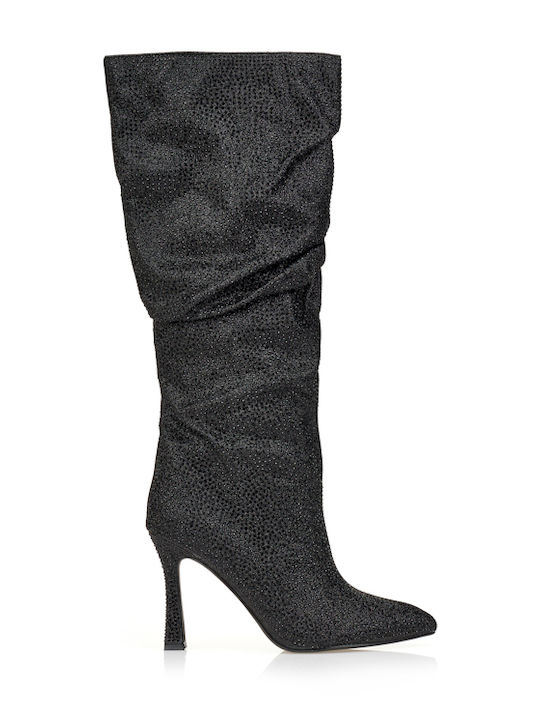 Tsoukalas Damenstiefel mit Hohem Absatz Schwarz