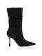 Wildleder Damen Stiefeletten mit Hochabsatz Schwarz