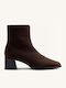 Leder Damen Stiefeletten Ankle Boots Mit Mittelhohem Absatz Braun