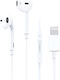 Енсърмати Слушалки Lightning Moxom Iphone Ipad Микрофон и Контролер Чист Звук Бели