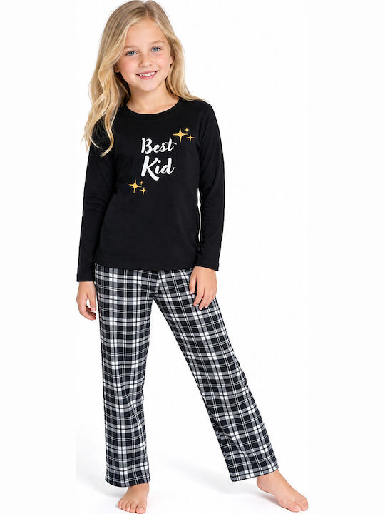 Comfort Kinder-Nachtwäsche Winter Baumwolle Schwarz