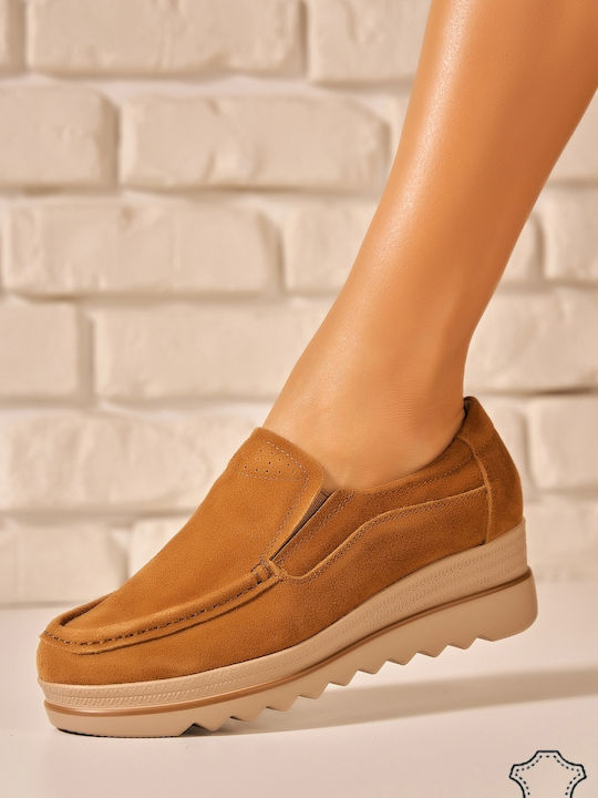 Slip-on-uri pentru femei de piele maro