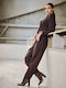 Women's High Rise Fabric Trousers in Slim Fit Black