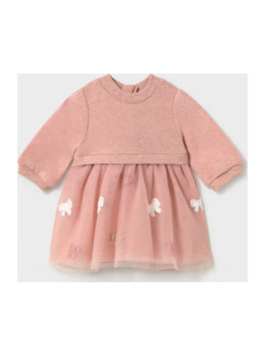 Mayoral Girls Long Sleeve Tulle Dress Pink