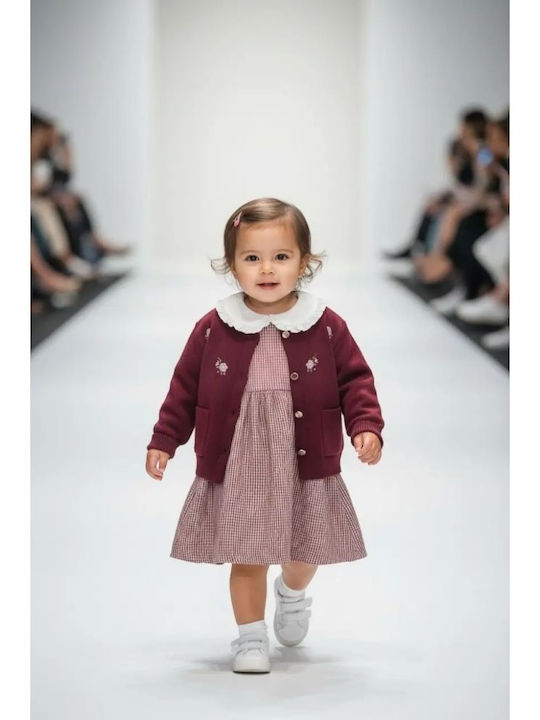 Restart Kinderkleid Gestrickt Geprüft Burgundisch