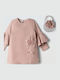 Mädchenkleid Langärmelig Gestrickt Rosa
