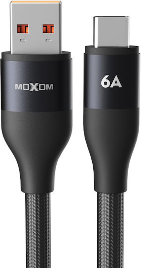 Moxom Geflochtenes USB Typ-C Kabel männlich - USB-A PD Schwarz 1m 022166-Black
