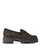 Leather Women's Loafers in Brown Color