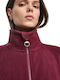 Long Fleece Women's Cardigan with Zipper Red