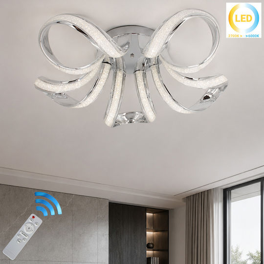 Keskor Plafonieră de Tavan 70cm Argintie cu LED Integrat